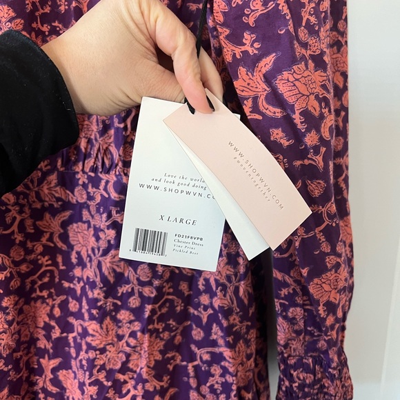 NWT WVN CHESTER MAXI DRESS, VINE PRINT BEET - Picture 5 of 9